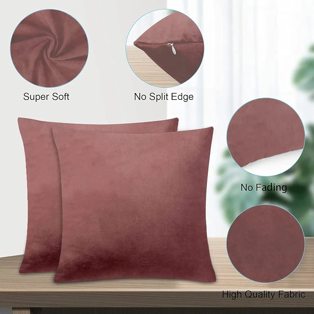 Cloth Fusion Velvet Sofa Cushion Cover Set of 5, Luxurious Cushion Cover Set 16-inch x 16 inch for Home Decor